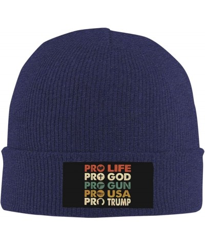 Pro Life Pro Gun Pro God Pro Trump Beanie Hat Women Knitted Hat Skull Cap Men Knit Hat Slouchy Hat Hedging Cap Black Navy Blu...