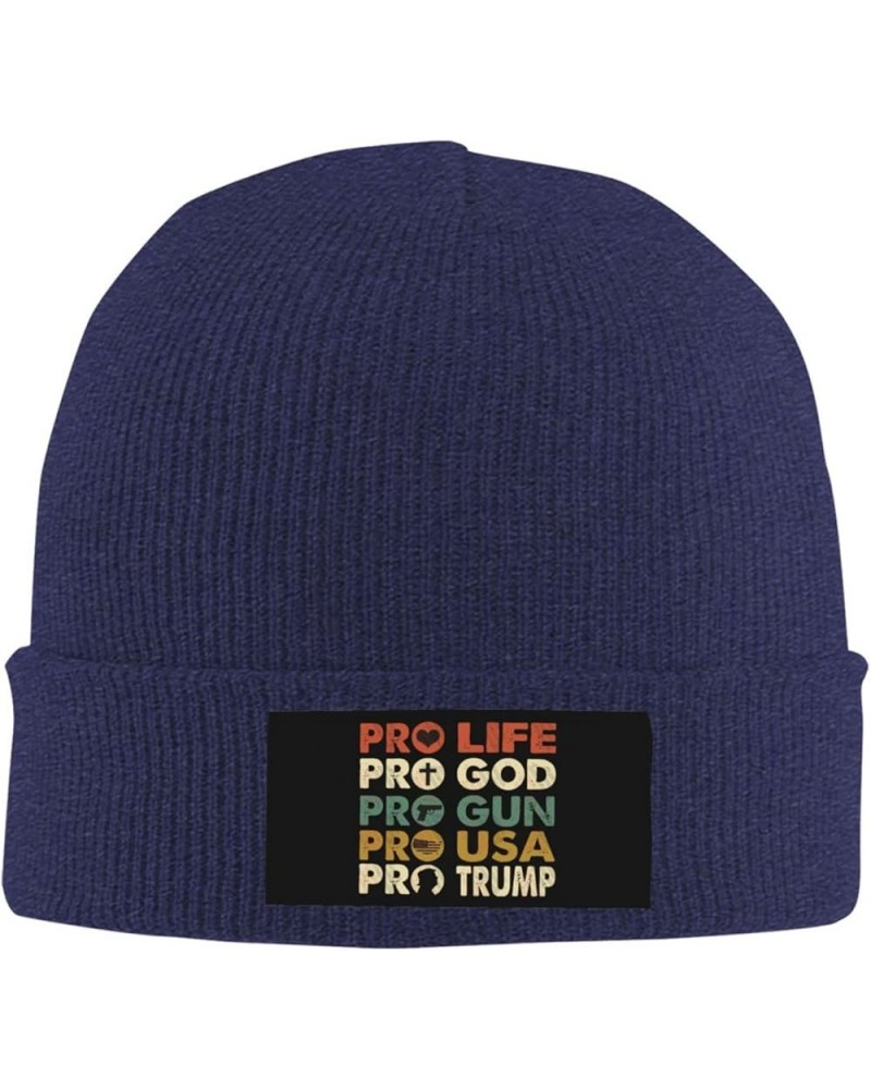 Pro Life Pro Gun Pro God Pro Trump Beanie Hat Women Knitted Hat Skull Cap Men Knit Hat Slouchy Hat Hedging Cap Black Navy Blu...