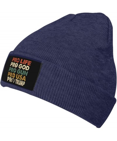 Pro Life Pro Gun Pro God Pro Trump Beanie Hat Women Knitted Hat Skull Cap Men Knit Hat Slouchy Hat Hedging Cap Black Navy Blu...