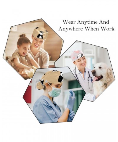 Cute Panda Bamboo 2 Pcs Scrub Cap Working Cap with Buttons Adjustable Nurse Hat for Woman Man $10.77 Skullies & Beanies