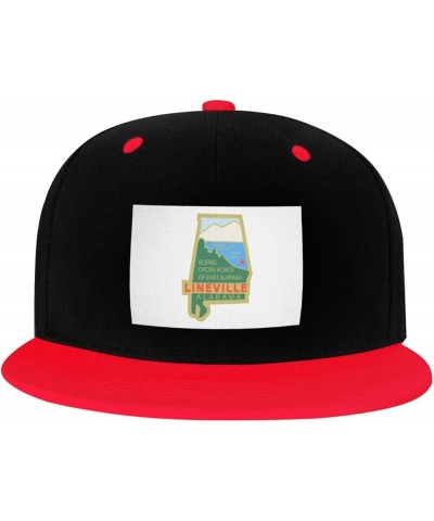 Flag of Lineville, Alabama Snapback Hat for Men Women Baseball Cap Trucker Flat Bill Hats Dad Caps Red $14.54 Baseball Caps