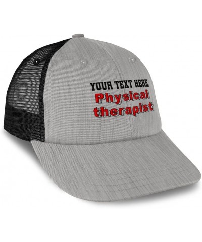 Custom Trucker Hat Baseball Cap Physical Therapist Therapy Cotton Doctor Dad Hats for Men & Women Heather Gray Black Personal...