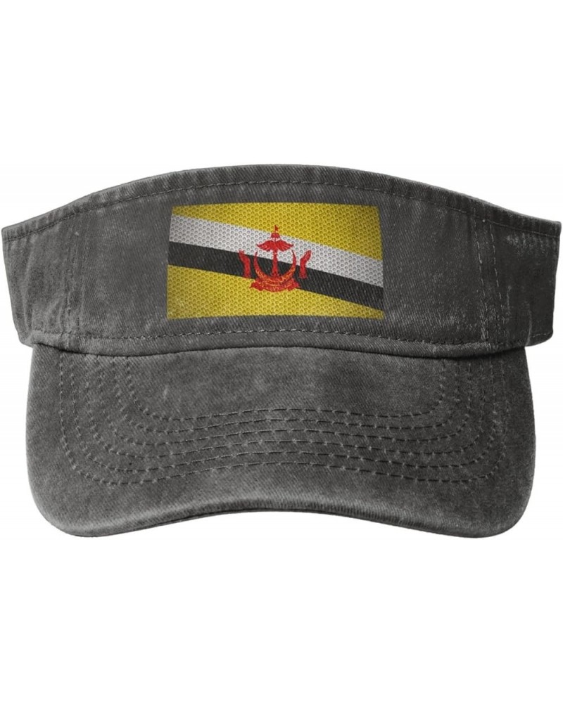 Flag of Brunei Sun Visor Hats for Women Men Sun Hat Vintage Golf Hat Adjustable Baseball Cap Deep Heather $11.64 Visors