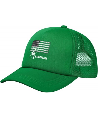 Flag Lineman Mesh Baseball Cap Solid Hat for Men Women Green $10.49 Baseball Caps