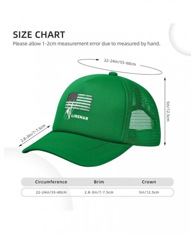 Flag Lineman Mesh Baseball Cap Solid Hat for Men Women Green $10.49 Baseball Caps