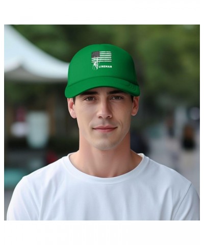 Flag Lineman Mesh Baseball Cap Solid Hat for Men Women Green $10.49 Baseball Caps