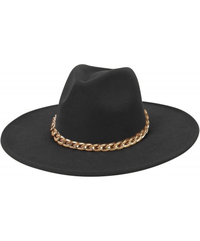 Men's and Women's British Bowler Hat Wide Brim Chains Church Hats Sunscreen Breathable Bucket Hats Black $7.35 Fedoras