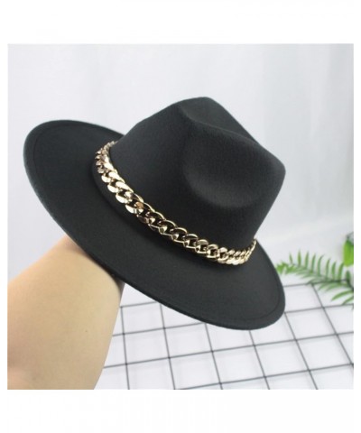 Men's and Women's British Bowler Hat Wide Brim Chains Church Hats Sunscreen Breathable Bucket Hats Black $7.35 Fedoras