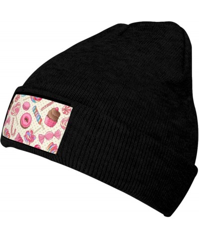 Colorful Sweet Lollipop Cupcake Donut Print Casual Beanie Women Men Knit Hat Warm Winter Beanies Cap Fashion Cuffed Black $10...