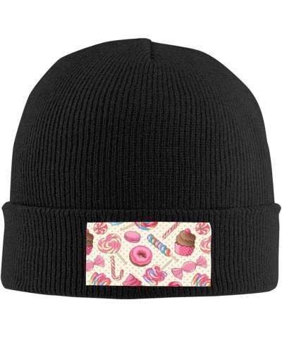 Colorful Sweet Lollipop Cupcake Donut Print Casual Beanie Women Men Knit Hat Warm Winter Beanies Cap Fashion Cuffed Black $10...