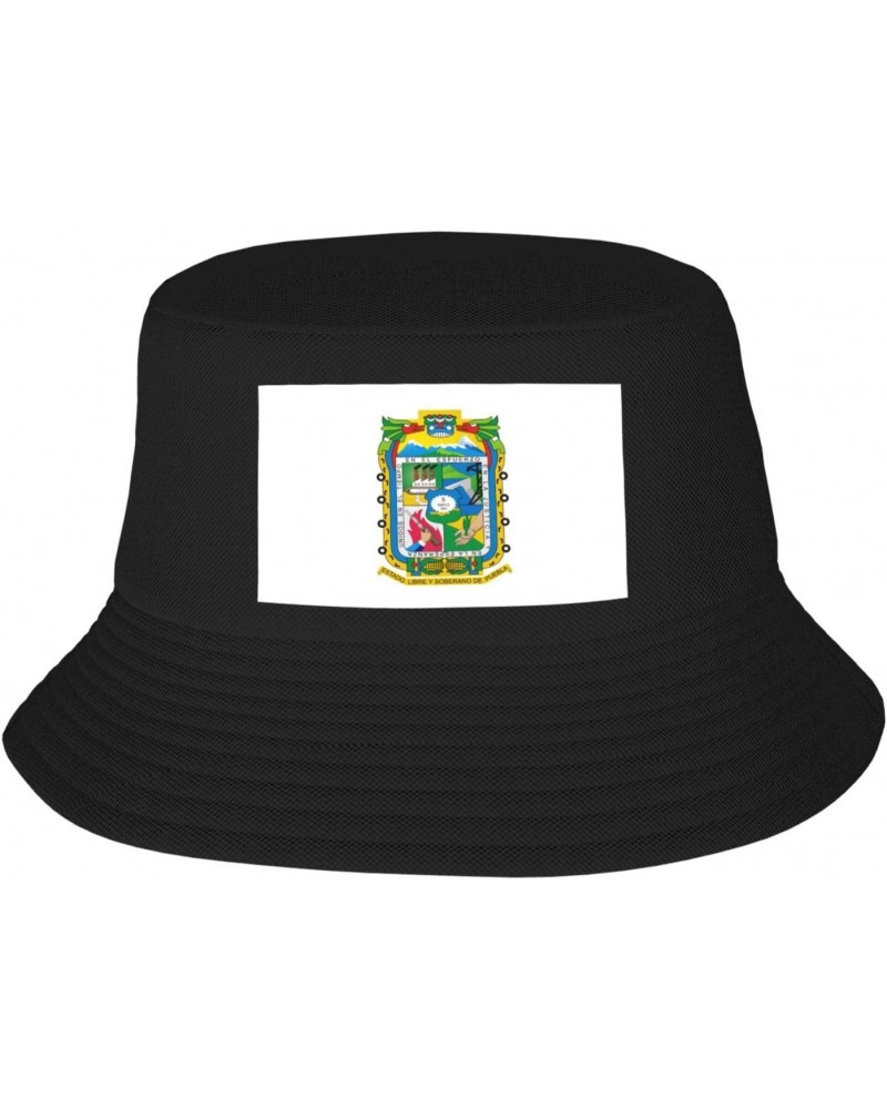 Flag of Puebla Bucket Hat for Men Women Outdoor Summer Beach Travel Fishing Cap Black $13.17 Bucket Hats