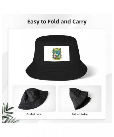 Flag of Puebla Bucket Hat for Men Women Outdoor Summer Beach Travel Fishing Cap Black $13.17 Bucket Hats