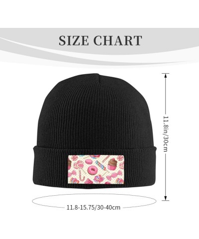 Colorful Sweet Lollipop Cupcake Donut Print Casual Beanie Women Men Knit Hat Warm Winter Beanies Cap Fashion Cuffed Black $10...