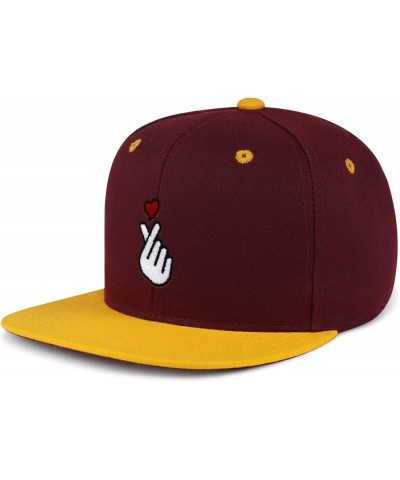 Korean Heart Finger Hip-Hop Snapback Hat Embroidered Baseball Cap Korea Sign 55. Maroon/Yellow $12.49 Baseball Caps