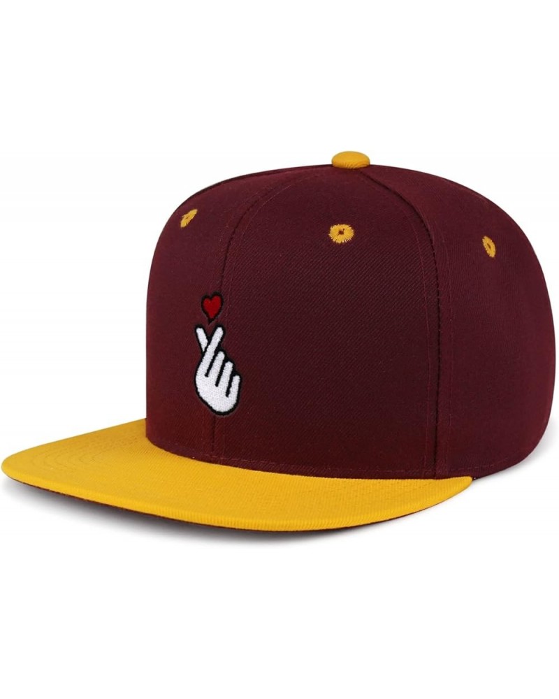 Korean Heart Finger Hip-Hop Snapback Hat Embroidered Baseball Cap Korea Sign 55. Maroon/Yellow $12.49 Baseball Caps