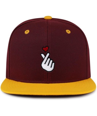 Korean Heart Finger Hip-Hop Snapback Hat Embroidered Baseball Cap Korea Sign 55. Maroon/Yellow $12.49 Baseball Caps