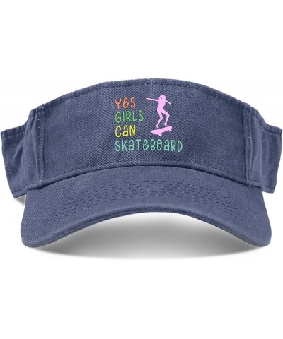 Yes Girls Can Skateboard Hats Sun Visor Hats for Men Running Cap Packable Visor Cap Navy $11.38 Visors