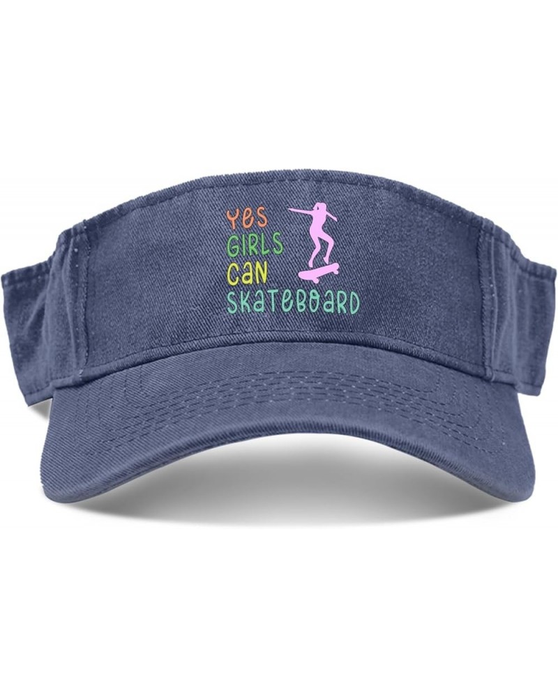 Yes Girls Can Skateboard Hats Sun Visor Hats for Men Running Cap Packable Visor Cap Navy $11.38 Visors