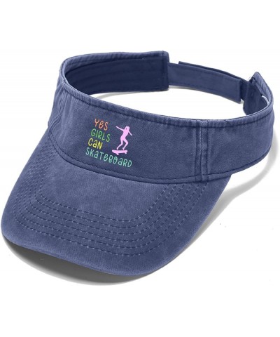 Yes Girls Can Skateboard Hats Sun Visor Hats for Men Running Cap Packable Visor Cap Navy $11.38 Visors