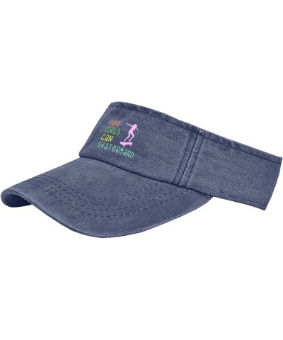 Yes Girls Can Skateboard Hats Sun Visor Hats for Men Running Cap Packable Visor Cap Navy $11.38 Visors