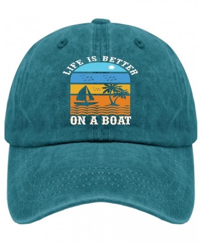 Life is Better On A Boat Sun Hat Runners Hat Pigment Black Hat for Women Gifts for Daughter Golf Cap Cyan Blue6 $10.39 Baseba...