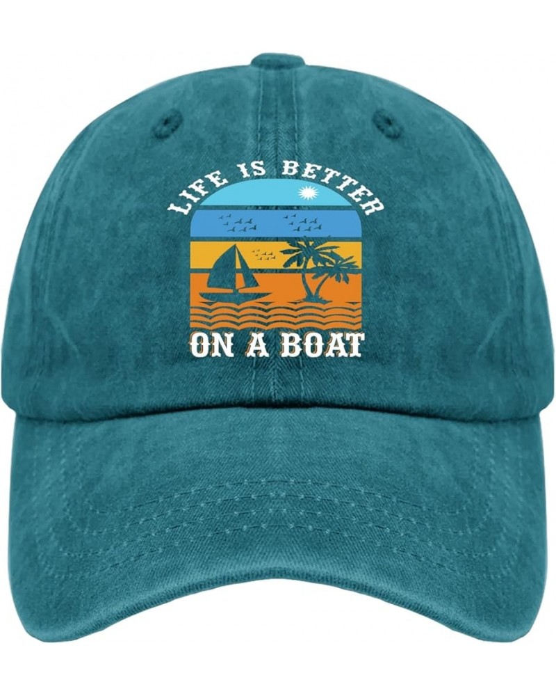 Life is Better On A Boat Sun Hat Runners Hat Pigment Black Hat for Women Gifts for Daughter Golf Cap Cyan Blue6 $10.39 Baseba...