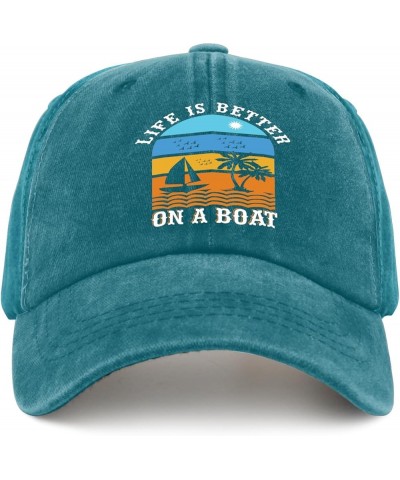 Life is Better On A Boat Sun Hat Runners Hat Pigment Black Hat for Women Gifts for Daughter Golf Cap Cyan Blue6 $10.39 Baseba...