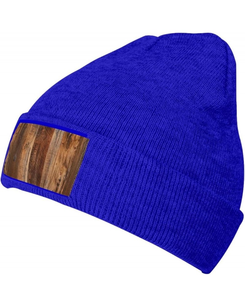 Brown Wooden Print Knitted Hat Daily Soft, Warm Hat,Adult Beanie Hat, Elastic Brimless Cap Doudou Hat Blue $11.44 Skullies & ...