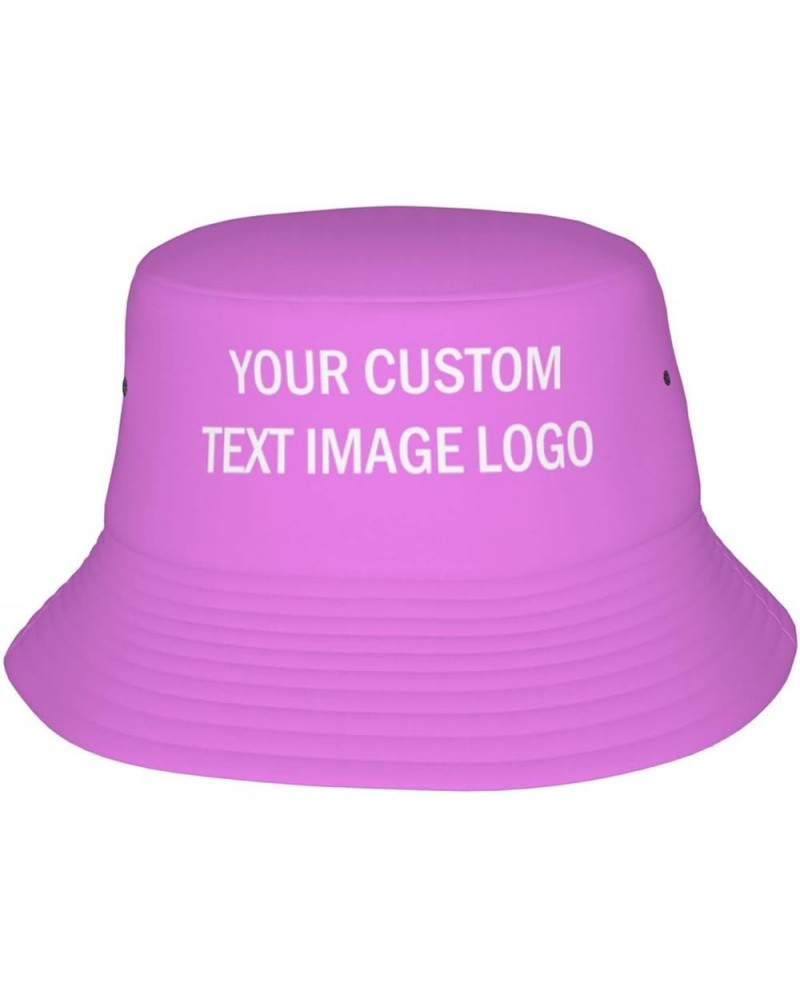 Custom Bucket Hats, Personalized Bucket Hat, Custom Summer Hats for Men Women, Reversible Beach Sun Cap Customized Hat Violet...