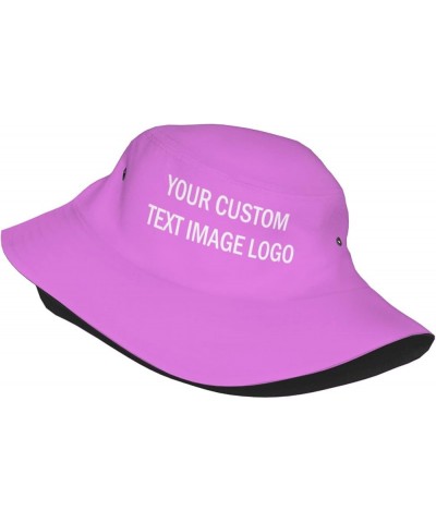 Custom Bucket Hats, Personalized Bucket Hat, Custom Summer Hats for Men Women, Reversible Beach Sun Cap Customized Hat Violet...