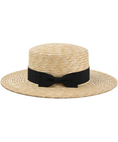 Vacation Beach Hats for Women Bow Straw Hat Summer UV Protection Sun Hats Ladies Party Hats Black $23.28 Sun Hats