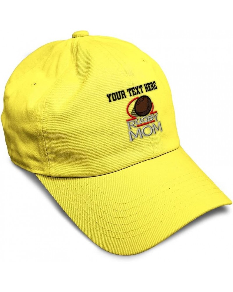 Custom Soft Baseball Cap Rugby Mom Embroidery Humor Sport Twill Cotton Ball Dad Hats for Men & Women Yellow Personalized Text...