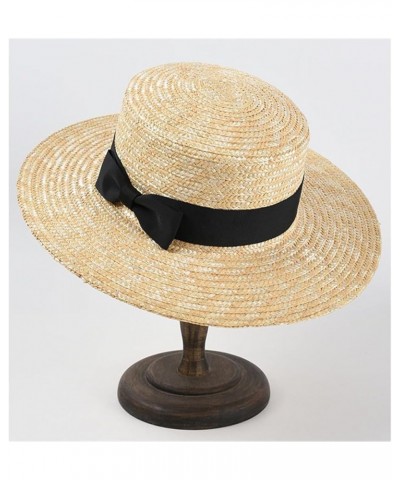 Vacation Beach Hats for Women Bow Straw Hat Summer UV Protection Sun Hats Ladies Party Hats Black $23.28 Sun Hats