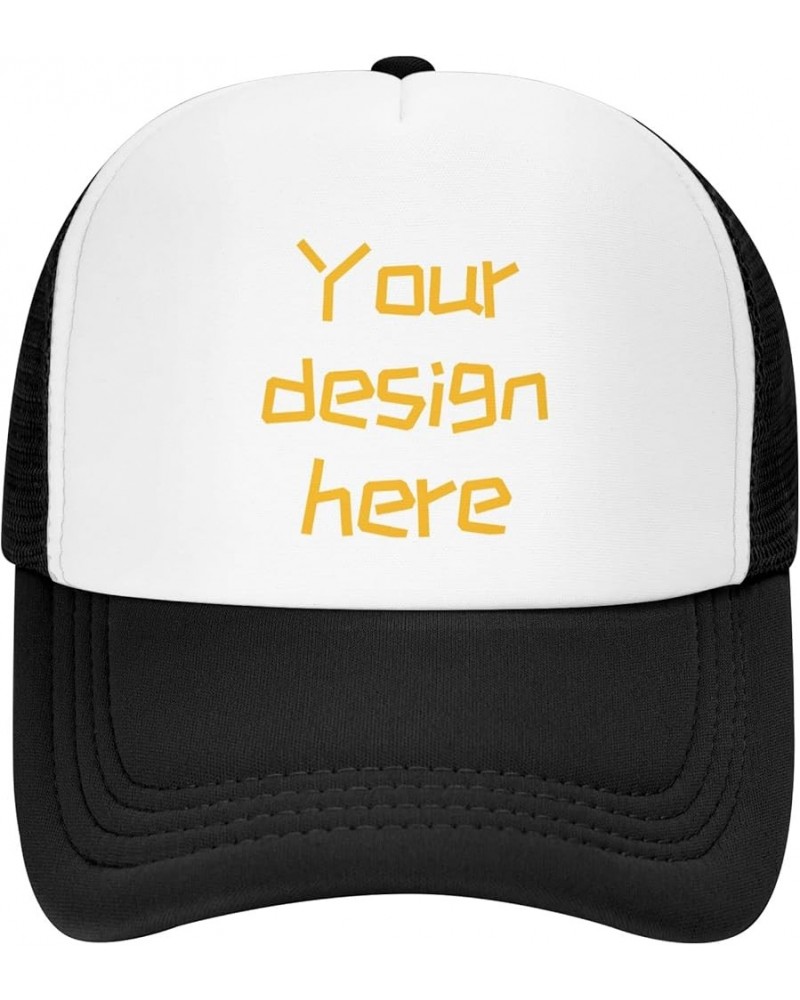 Custom Hats Custom Hat Design Your Own Text/Logo Trucker Hat Baseball Cap Casual Unisex Adjustable Hip-Hop Style Cap Black $8...