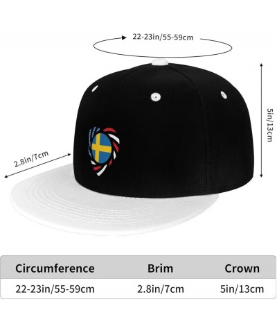 We Heart America and Sweden Love Forever Baseball Cap for Men Snapback Hats Trucker Hat Flat Brim Hats White $9.40 Baseball Caps