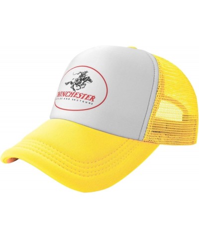 Winchester Trucker Hats for Both Men and Women - Mesh Baseball Snapback Hats Yellow $21.83 Baseball Caps