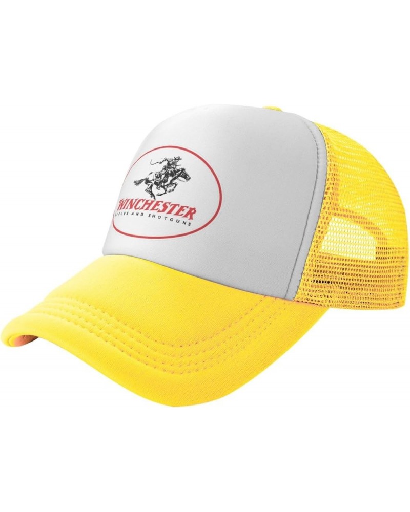 Winchester Trucker Hats for Both Men and Women - Mesh Baseball Snapback Hats Yellow $21.83 Baseball Caps