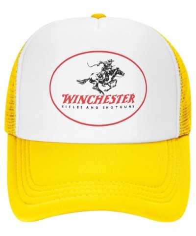 Winchester Trucker Hats for Both Men and Women - Mesh Baseball Snapback Hats Yellow $21.83 Baseball Caps