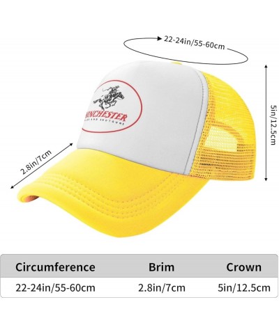 Winchester Trucker Hats for Both Men and Women - Mesh Baseball Snapback Hats Yellow $21.83 Baseball Caps