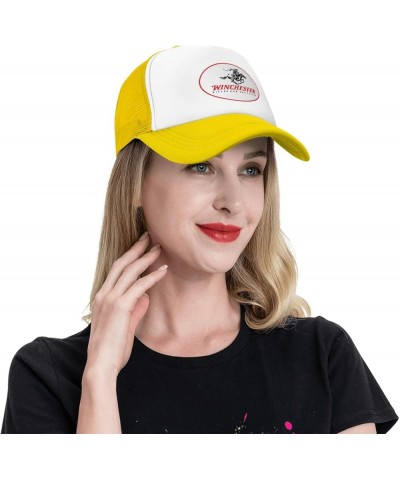 Winchester Trucker Hats for Both Men and Women - Mesh Baseball Snapback Hats Yellow $21.83 Baseball Caps