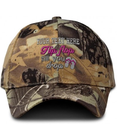 Custom Camo Baseball Cap Flip Flop Till You Drop Funny Cotton Forest Tree Khaki Personalized Text Here $17.69 Baseball Caps