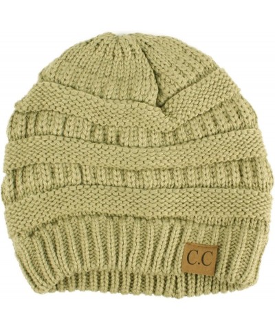 CC Classic Winter Fall Trendy Chunky Stretchy Cable Knit Beanie Hat Solid Sage $9.50 Sun Hats