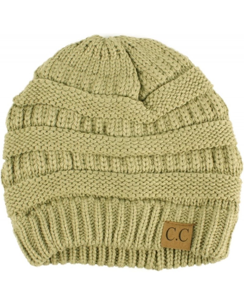 CC Classic Winter Fall Trendy Chunky Stretchy Cable Knit Beanie Hat Solid Sage $9.50 Sun Hats