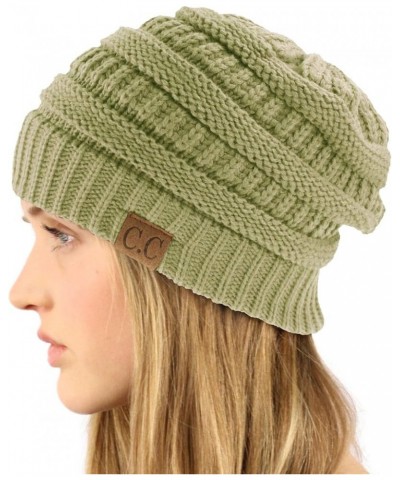 CC Classic Winter Fall Trendy Chunky Stretchy Cable Knit Beanie Hat Solid Sage $9.50 Sun Hats