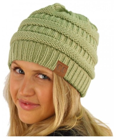 CC Classic Winter Fall Trendy Chunky Stretchy Cable Knit Beanie Hat Solid Sage $9.50 Sun Hats