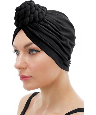 Stretch Turban Hats for Women Stretch Turbans Head Beanie Cover Caps Fashion Plain Turban Hair Scarf Scarves Black $7.49 Skul...