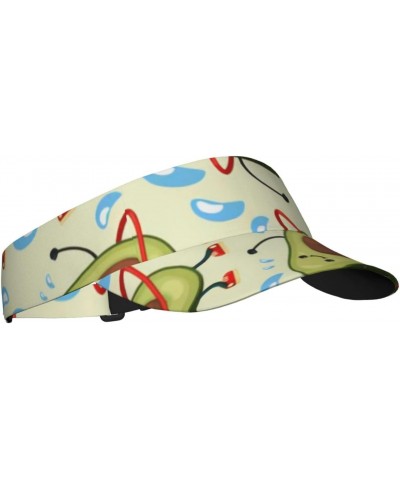 Cute Avocado Doing Exercises Baseball Cap with Adjustable Empty Top for Women and Men - Uv Protection Black $10.25 Visors