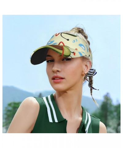 Cute Avocado Doing Exercises Baseball Cap with Adjustable Empty Top for Women and Men - Uv Protection Black $10.25 Visors