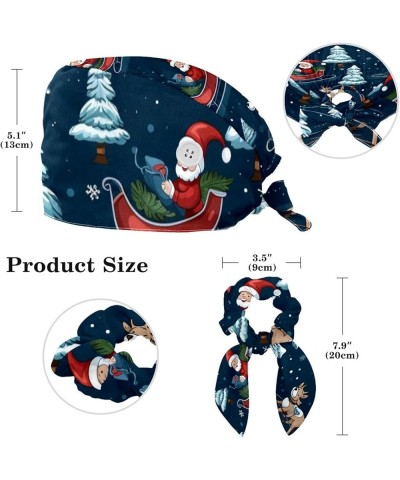 Christmas Santa Sleigh Pattern Surgical Cap with Buttons/Bow Hair Scrunchy for Long Hair Multicoloured 1 $8.09 Baseball Caps