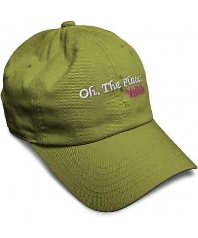 Soft Baseball Cap Oh The Places You'll Go Cotton Dad Hats for Men & Women Olive Green $14.00 Baseball Caps